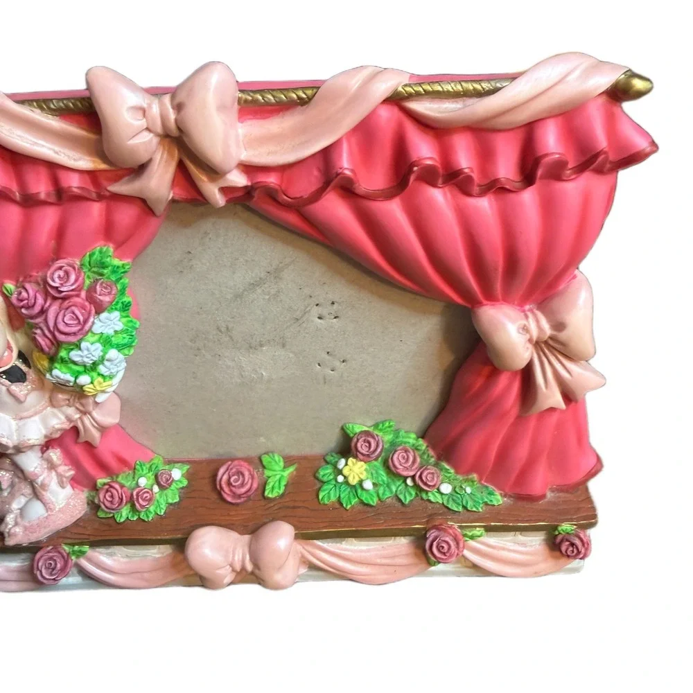 Disney Minnie Mouse Ballerina Pink Rose Curtain Stage Picture Frame Resin 6x7.5